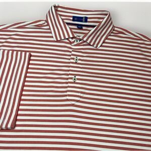 Stitch Polo Shirt Mens Size L Red White Striped Golf Casual Short Sleeve